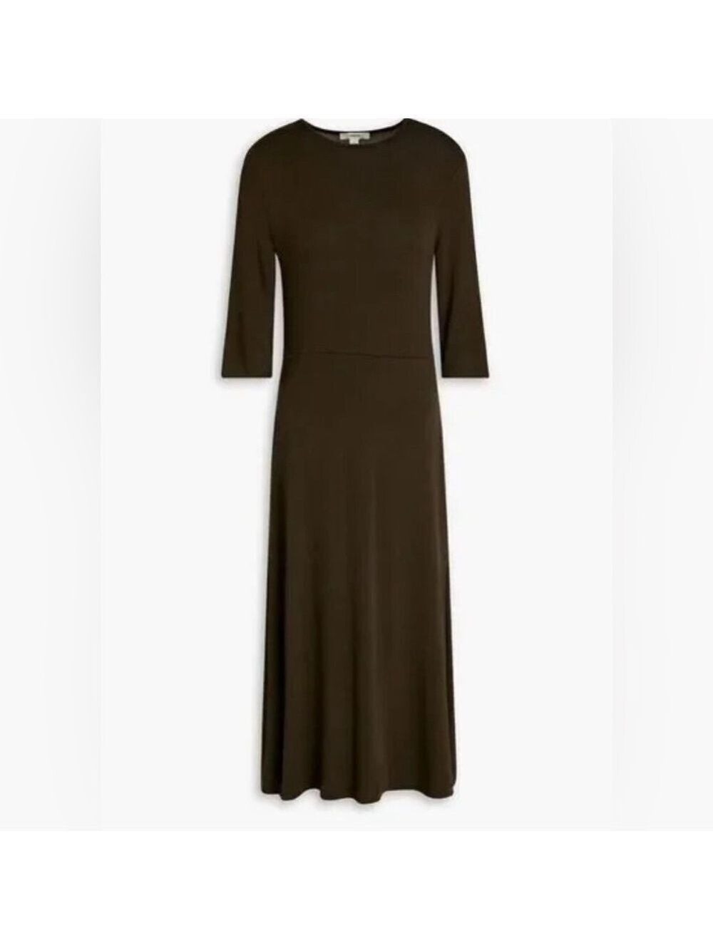 VINCE | Army Green Stretch Elbow Sleeve Jersey Midi Dress Small - Picture 5 of 13